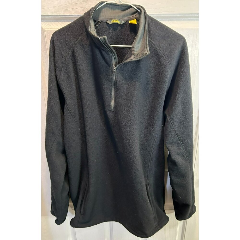 Men’s Cabela's Gray And Black Fleece Jacket 1/4 Zip Pullover Size XL